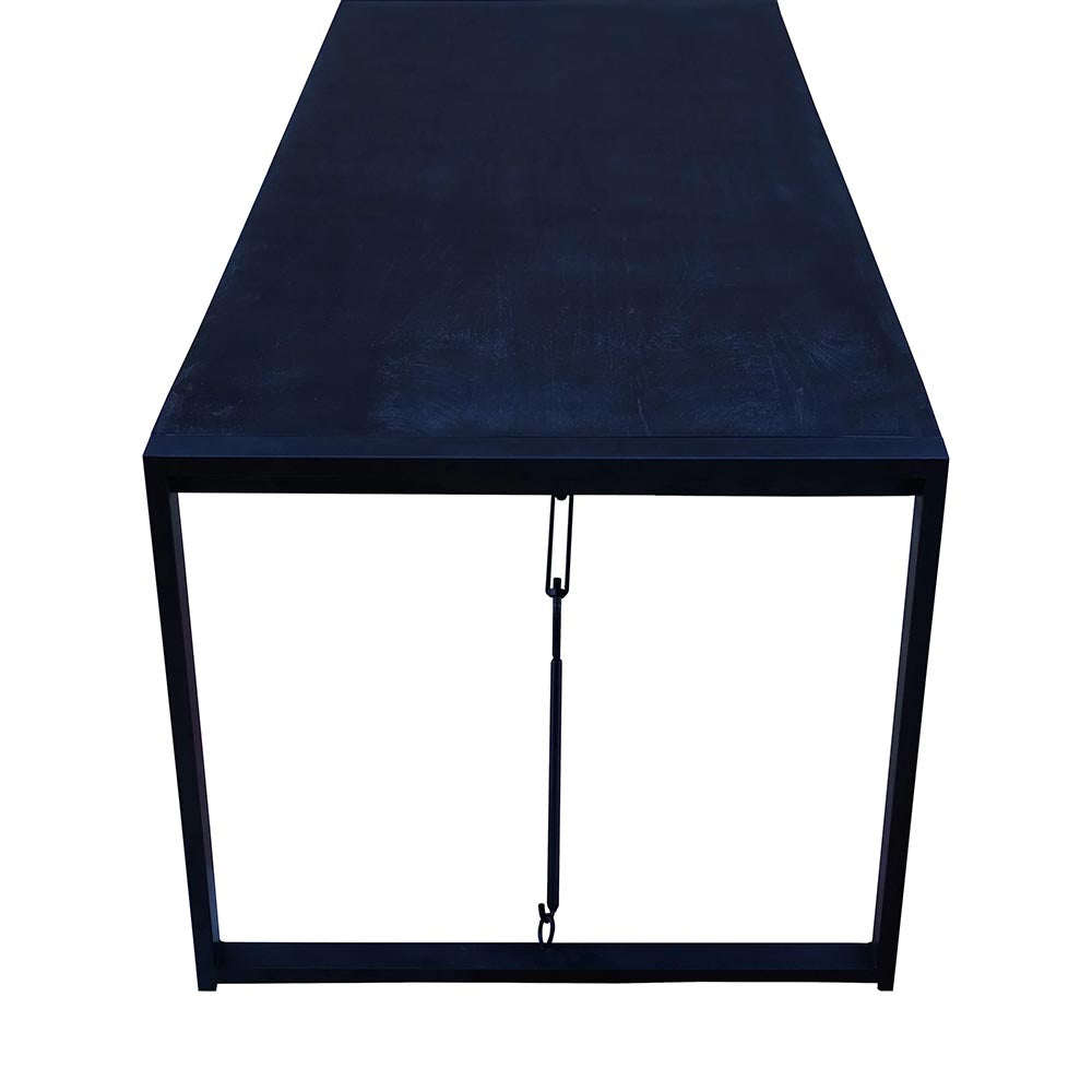 rechthoekige zwarte eettafel van mangohout 200 cm lang