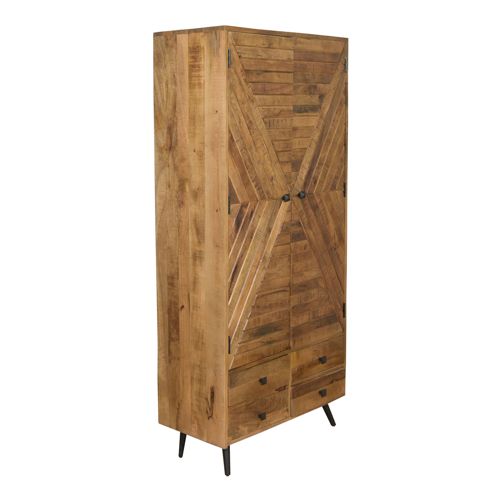 wandkast 90 cm breed met speels patroon van mangohout