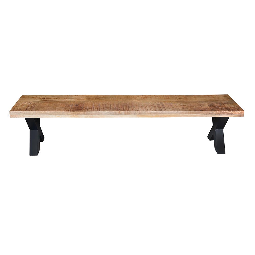 Mangohouten eetkamerbank Cedric X-poot 160x40 cm