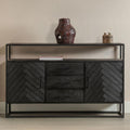 Mangohouten Dressoir Kjeld 145 cm Hoog Zwart