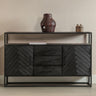 Mangohouten Dressoir 145 cm Hoog Zwart