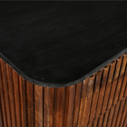 mangohouten dressoir met latjes en marmeren blad en afgeronde hoeken 175 cm breed