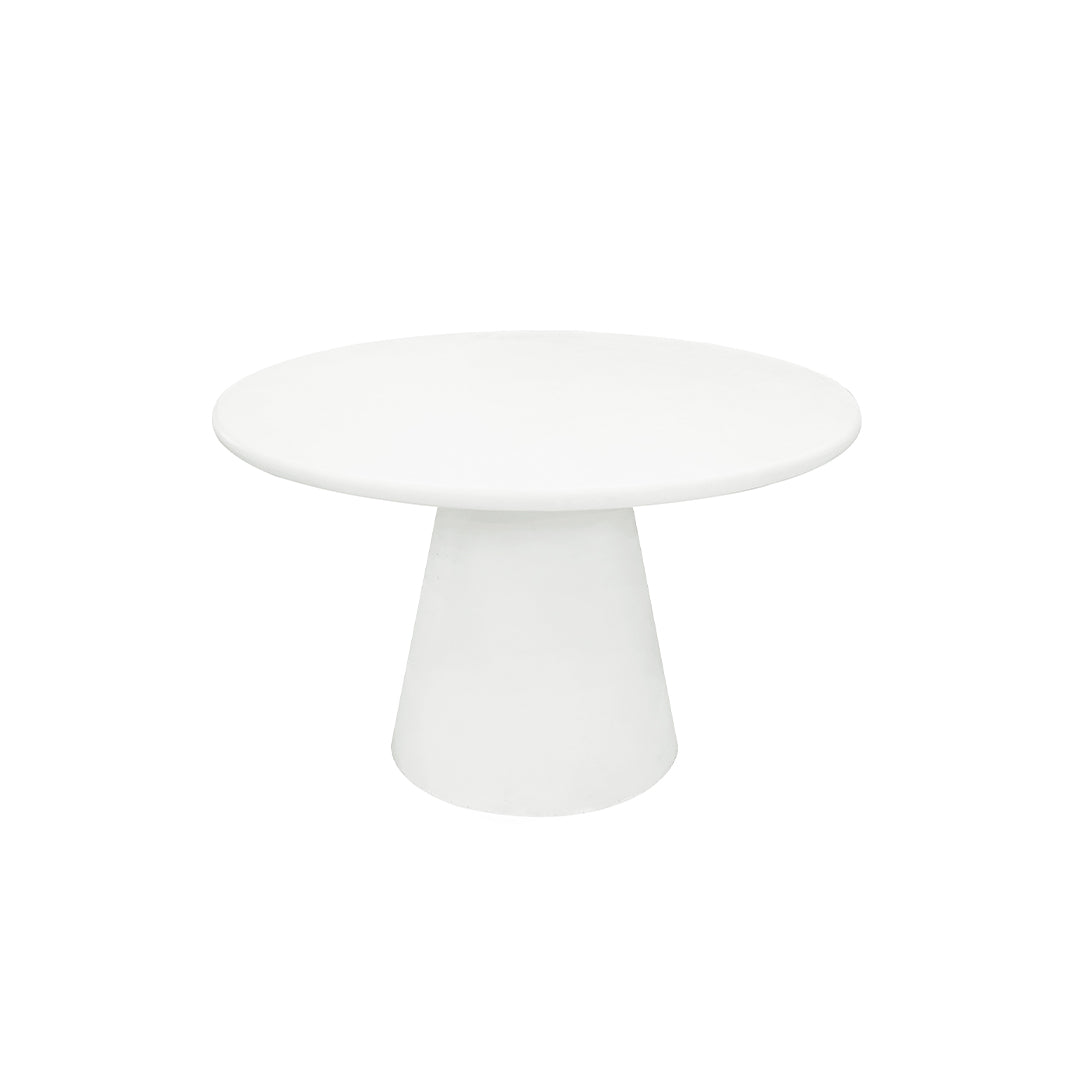 Ronde witte eettafel van microcement