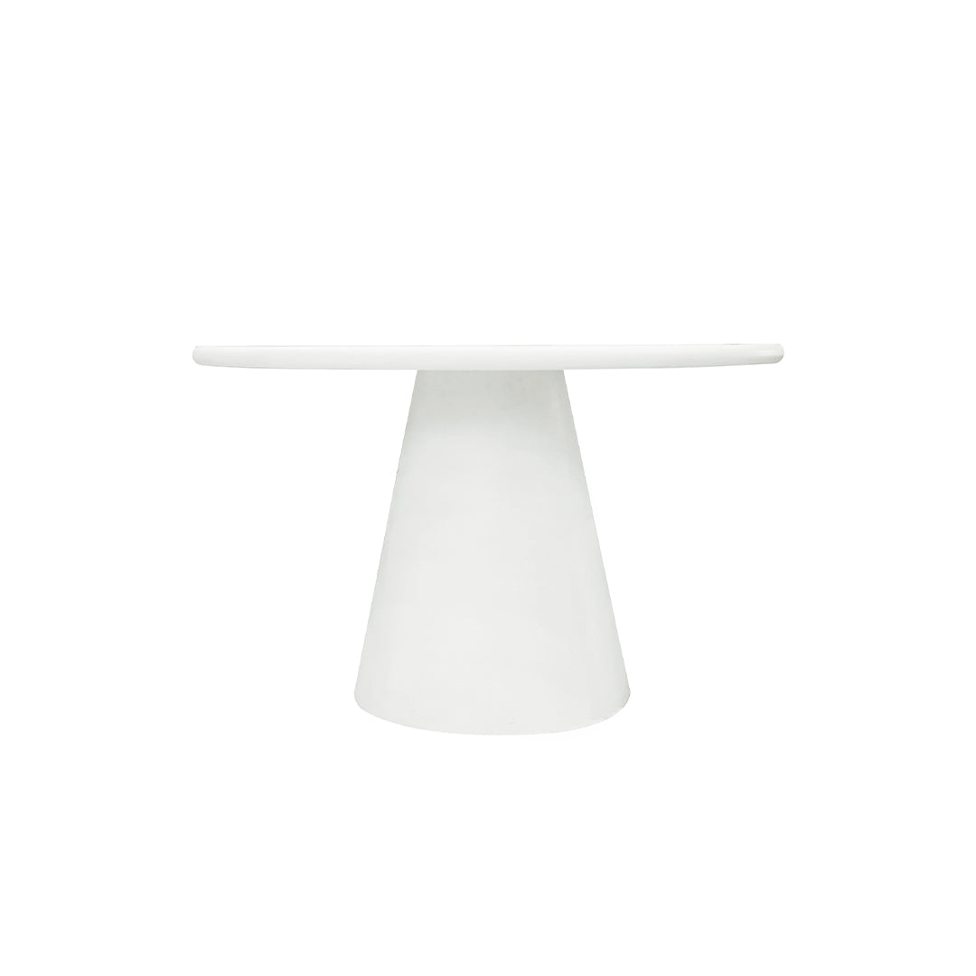 Ronde witte eettafel van microcement
