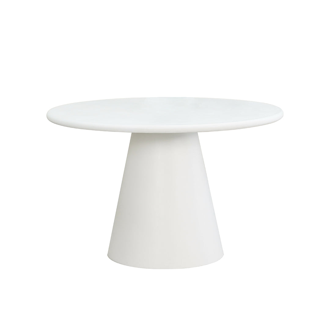 Ronde witte eettafel van microcement