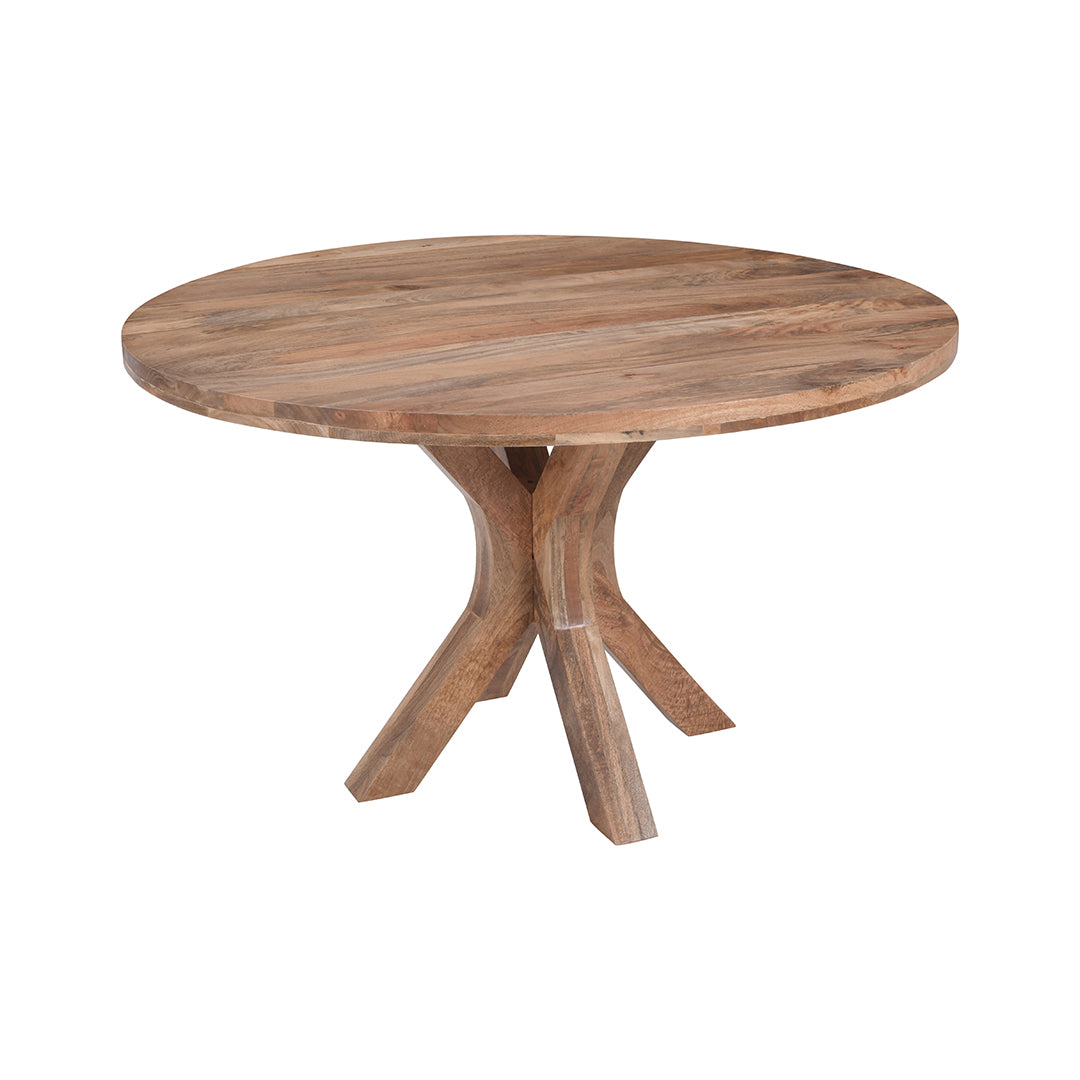 Lichtbruine ronde eettafel van mangohout