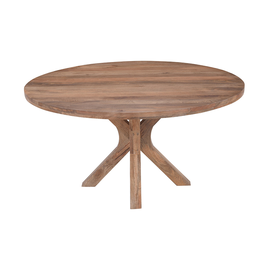 Lichtbruine ronde eettafel van mangohout