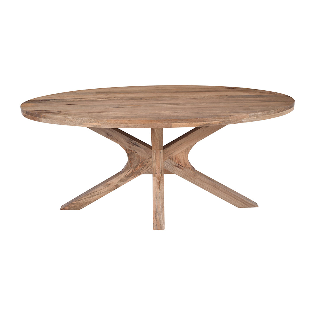 Lichtbruine ovale eettafel van mangohout