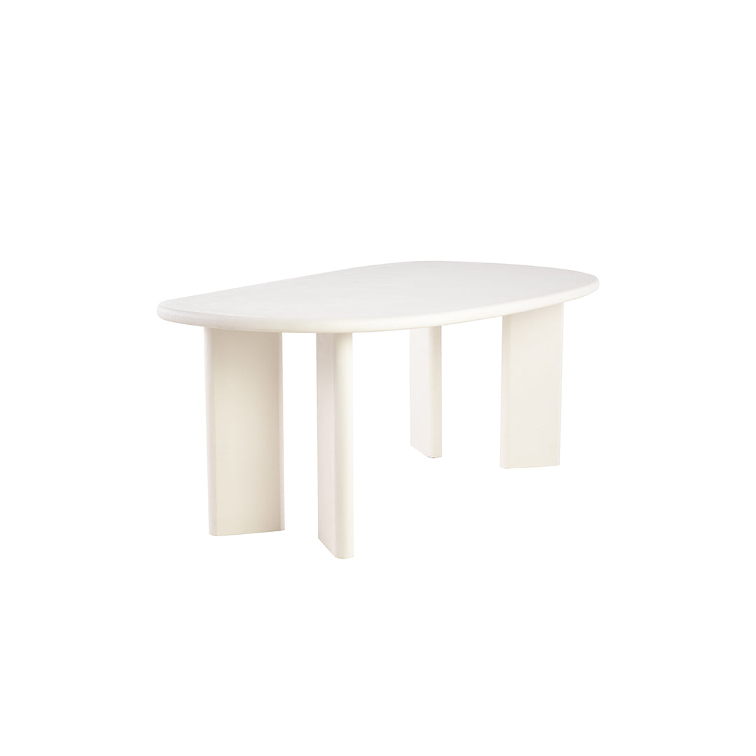 Eettafel Organisch Maya Microcement Paneelpoot 210 cm Wit