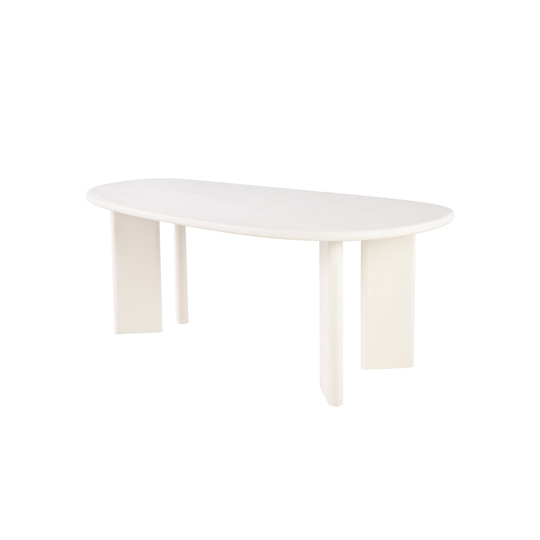 Organische salontafel van microcement wit