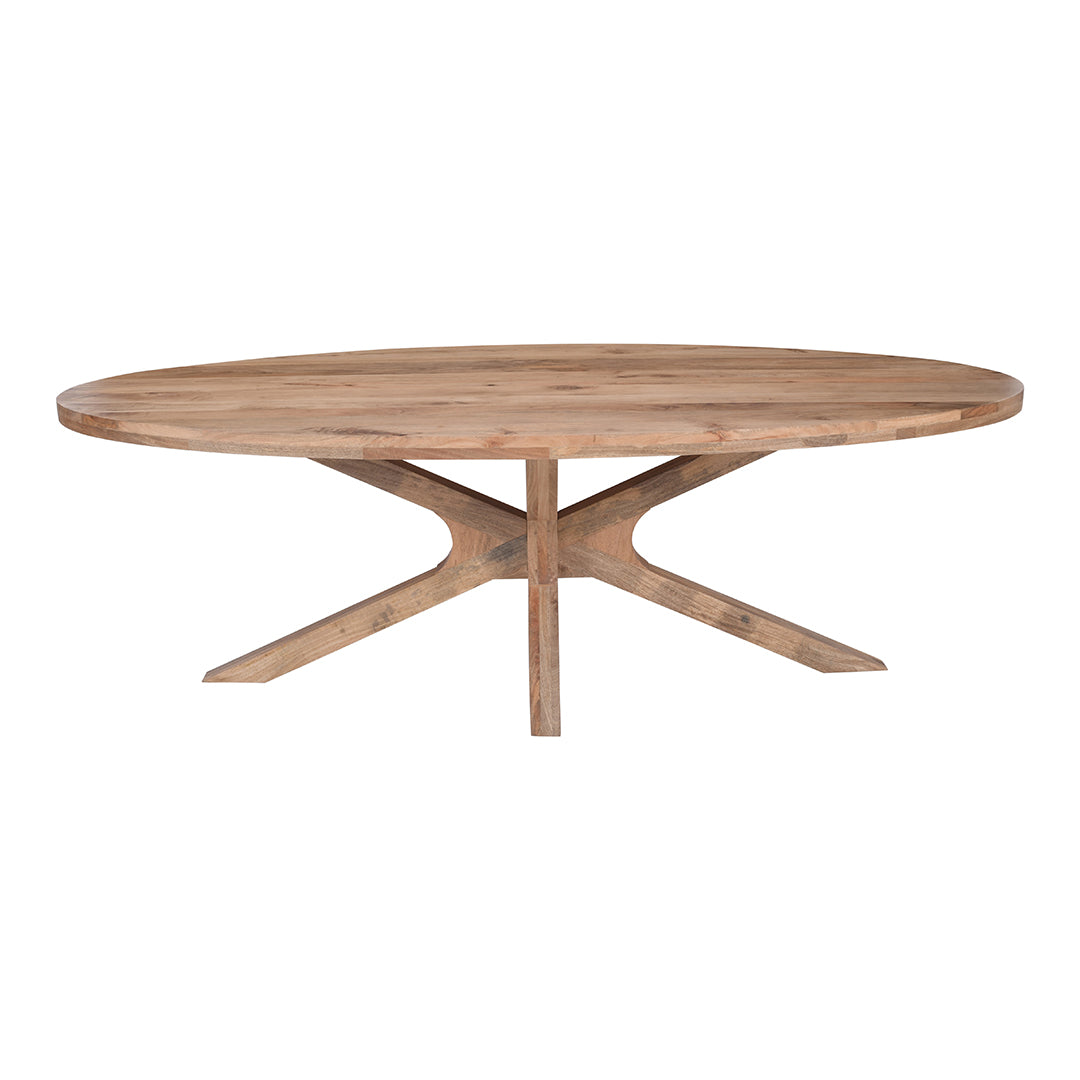 Mangohouten Eettafel Sun Ovaal 240x110 cm Houten onderstel