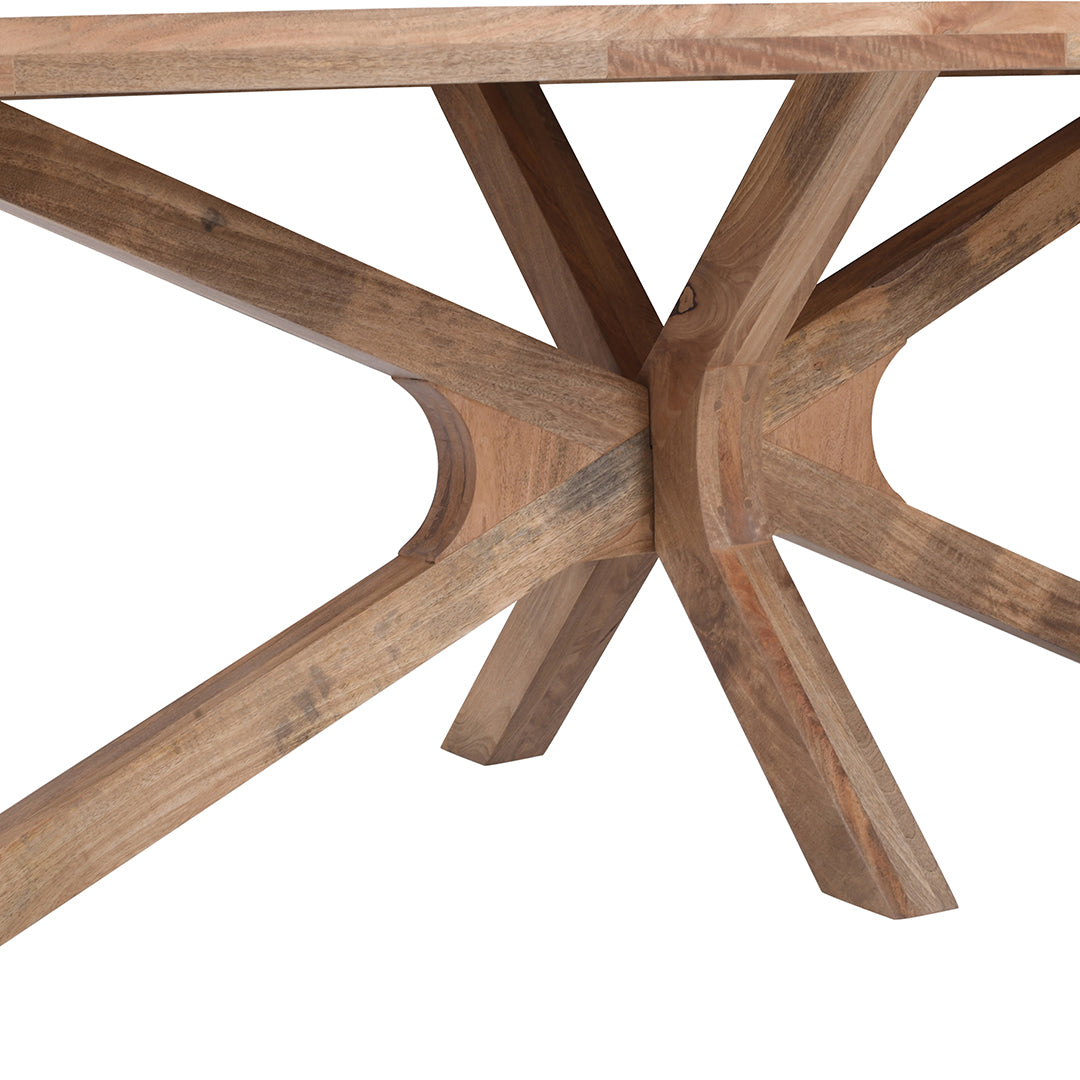 Mangohouten Eettafel Sun Ovaal 240x110 cm Houten onderstel