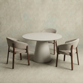 Witte ronde eettafel van MDF met witte poot