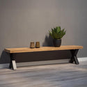 Mangohouten eetkamerbank Cedric X-poot 160x40 cm