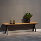 Mangohouten eetkamerbank Emma X-poot 180x40 cm
