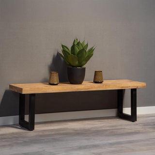 Mangohouten eetkamerbank Roy U-poot 200x40 cm