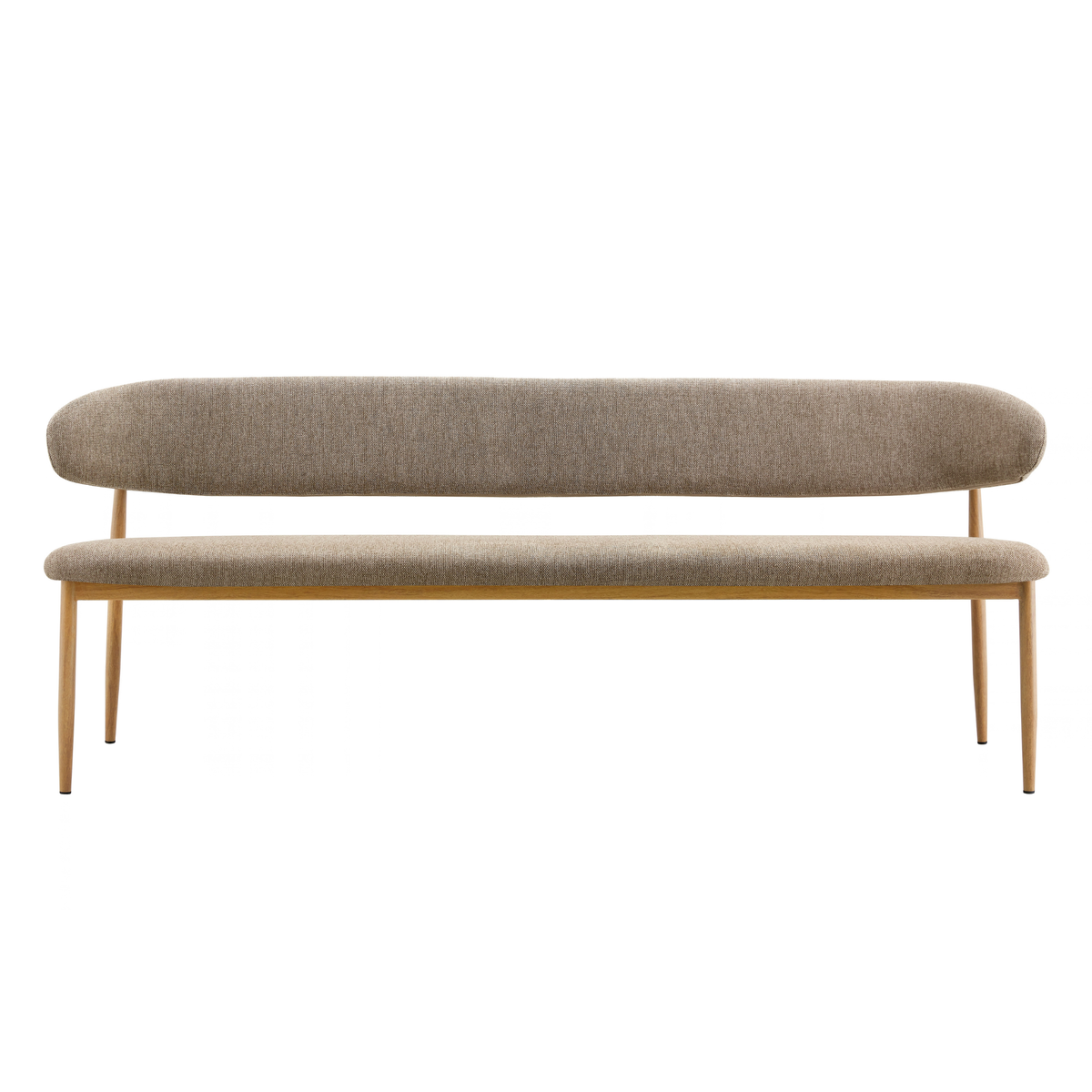 Eetkamerbank Japandi Sora 160 cm Beige met walnoot onderstel voorkant