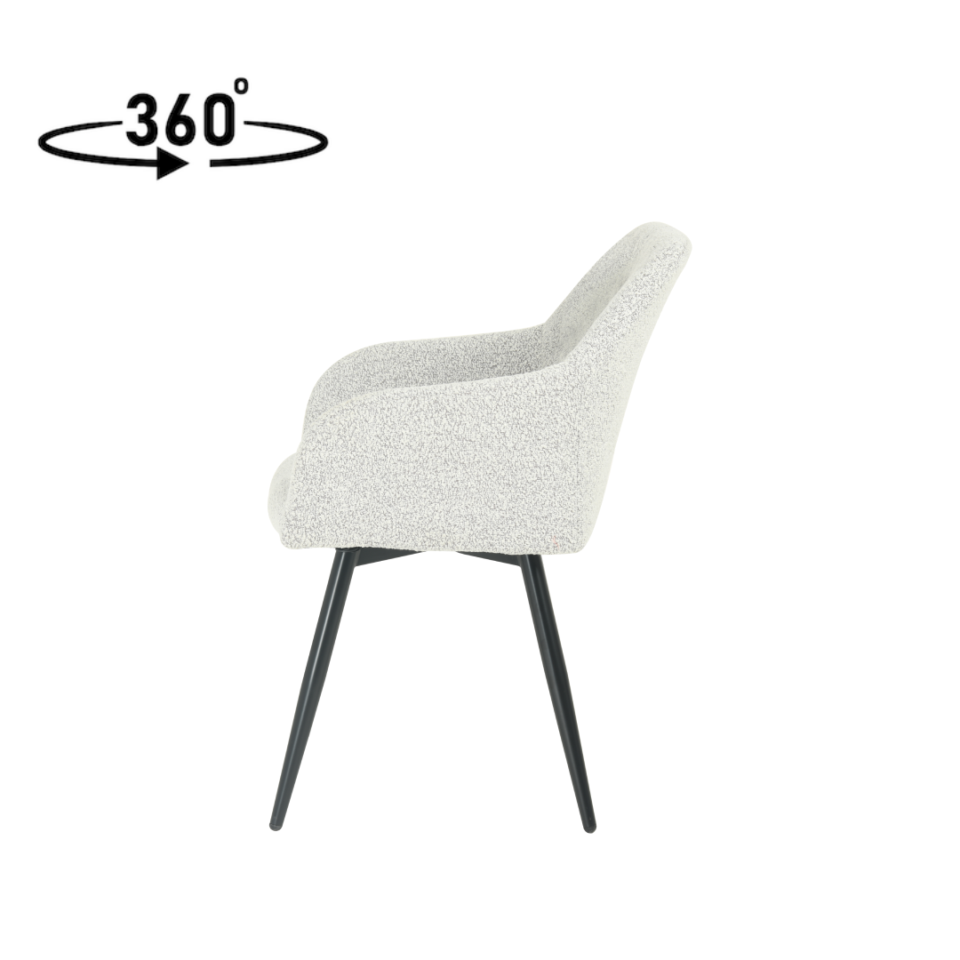 eetkamerstoel met armleuning beige boucle