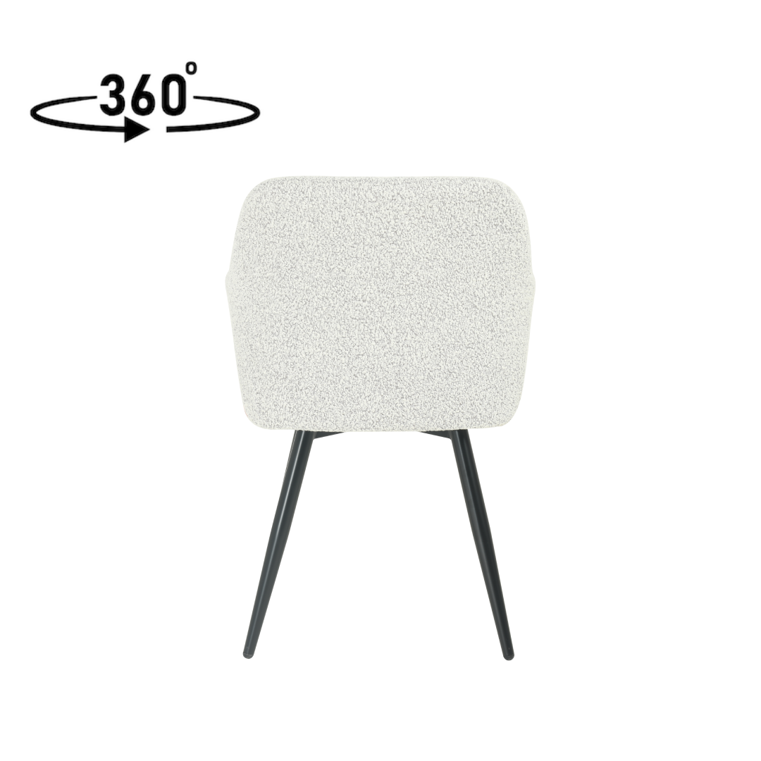 eetkamerstoel met armleuning beige boucle