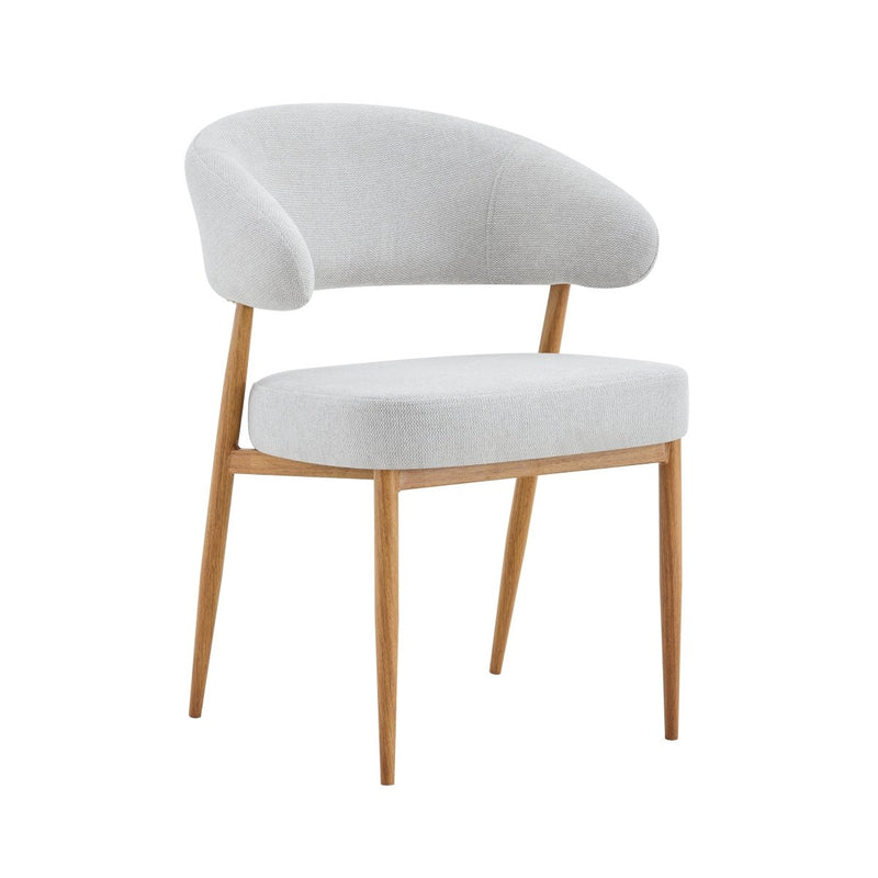 Eetkamerstoel Japandi Kaito Beige met eik onderstel aanzicht 2