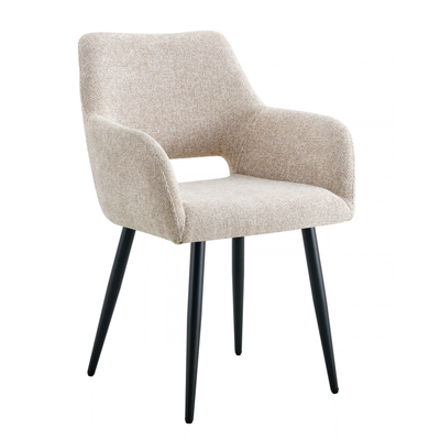 Eetkamerstoel Vantaa Beige met zwart onderstel