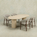 Eettafel Organisch Maya Microcement Cilinderpoot 210 cm Beige