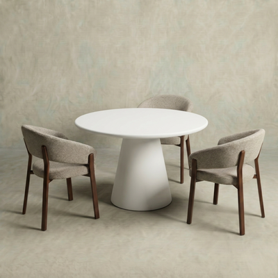 Eettafel Rond Maya Microcement 120 cm Wit
