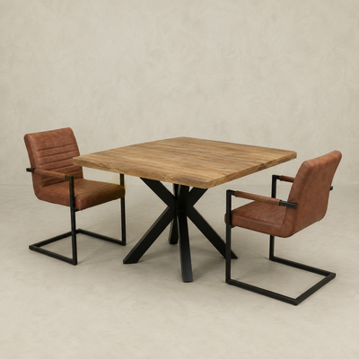 Mangohouten Eettafel Rechthoek Donald 90x90 cm (6cm)