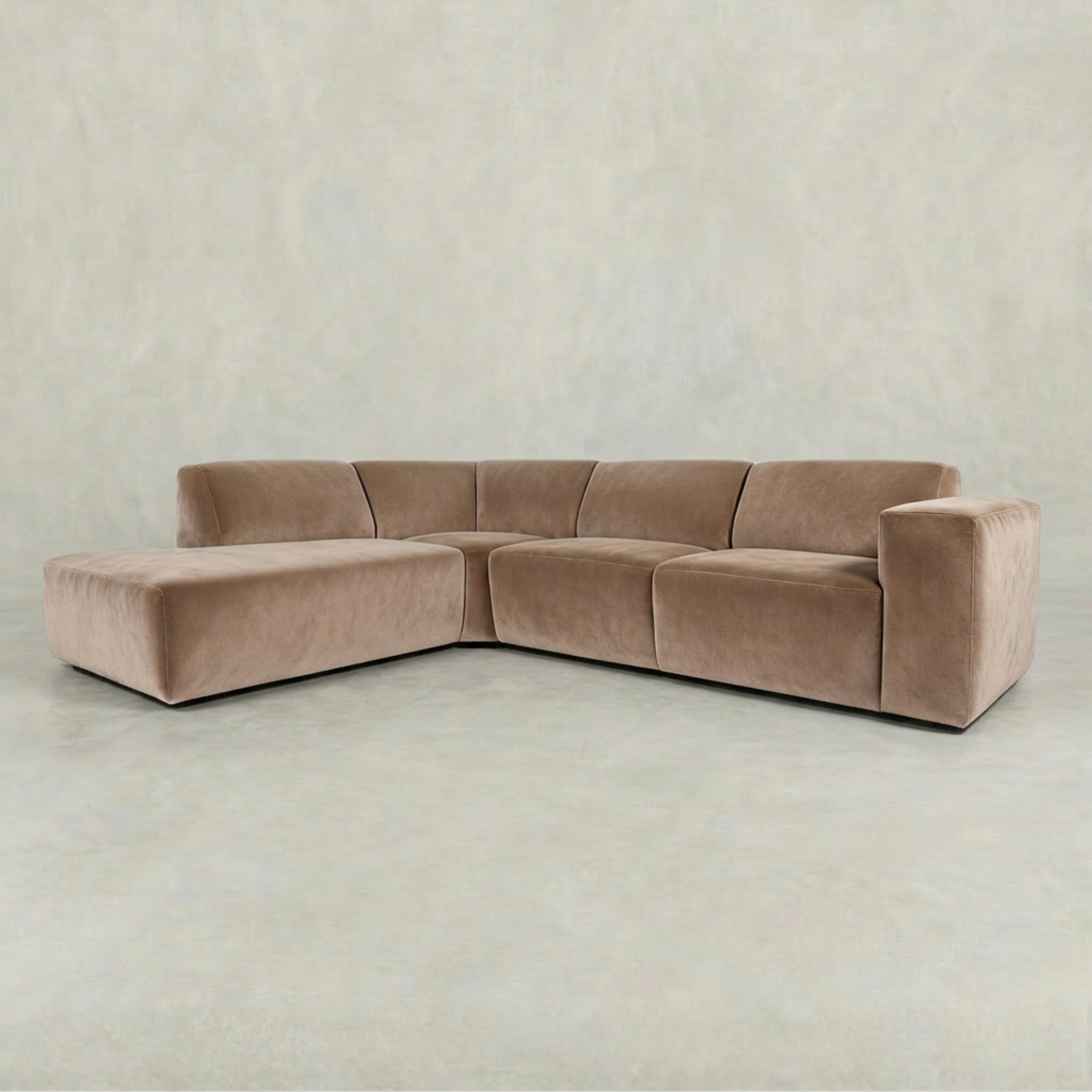 Taupe hoekbank 4 zits