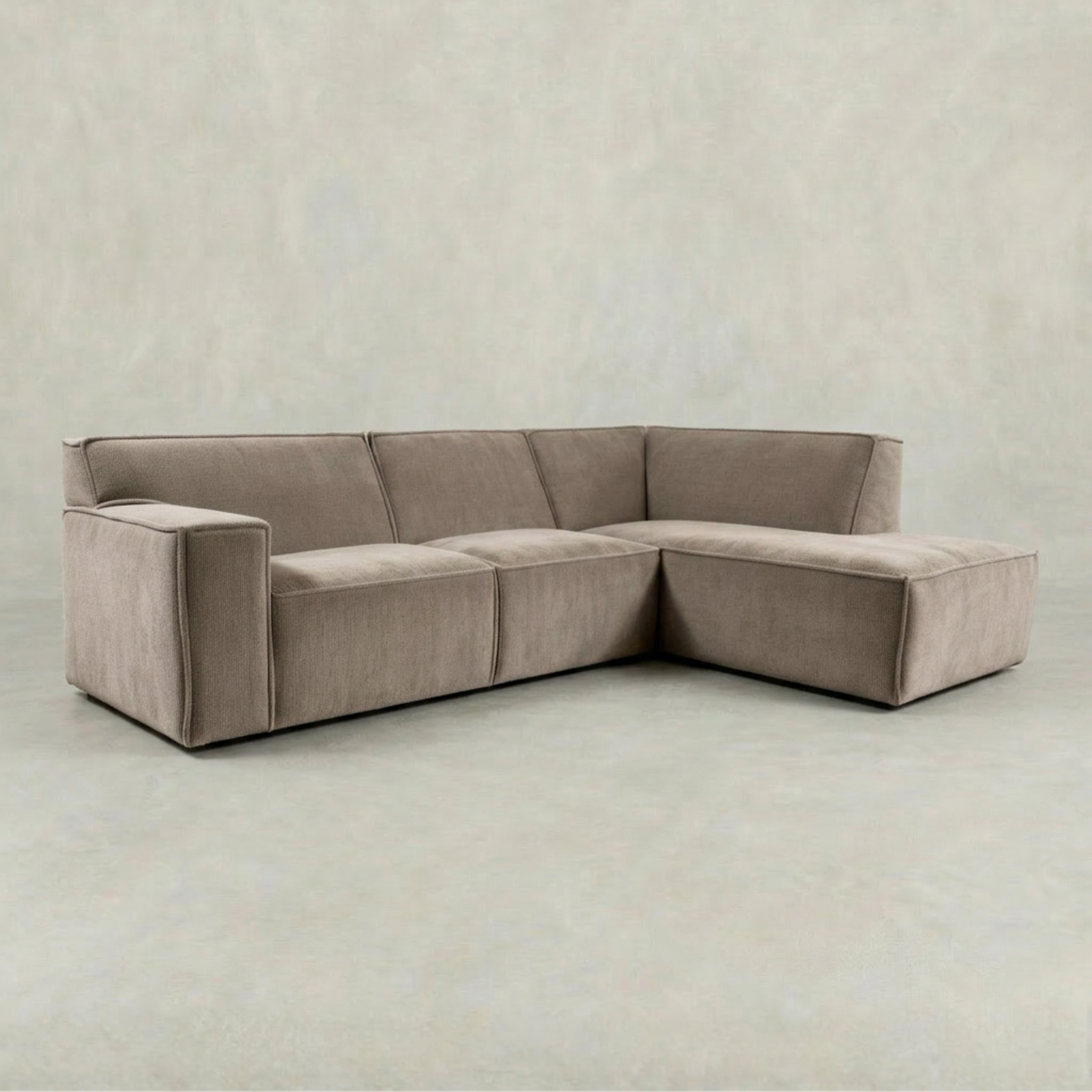 Taupe hoekbank 4 zits