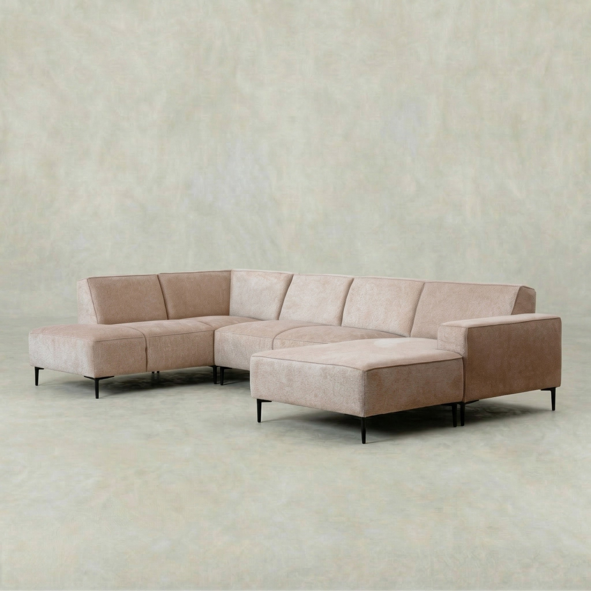 Beige hoekbank 5 zits
