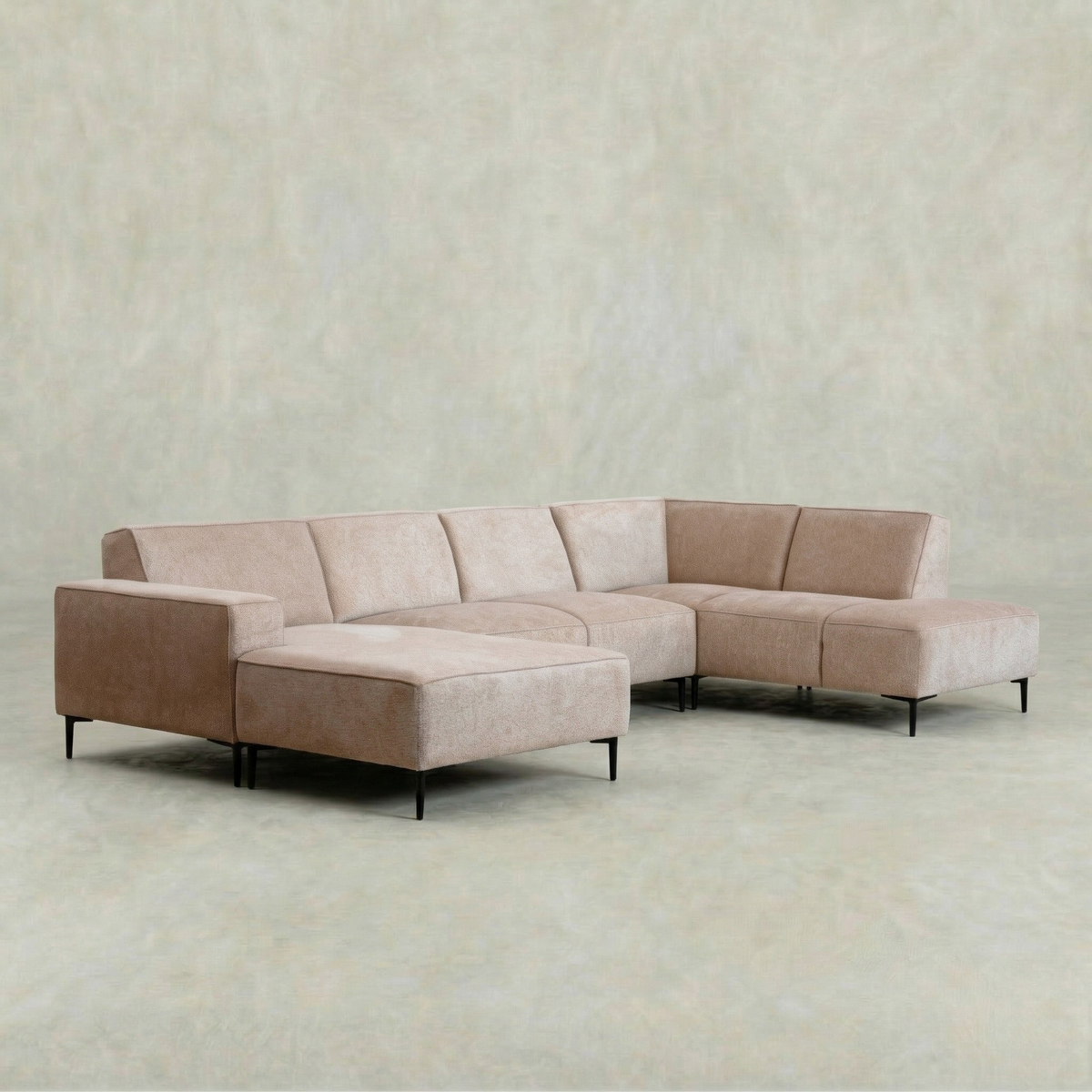 Beige hoekbank 5 zits