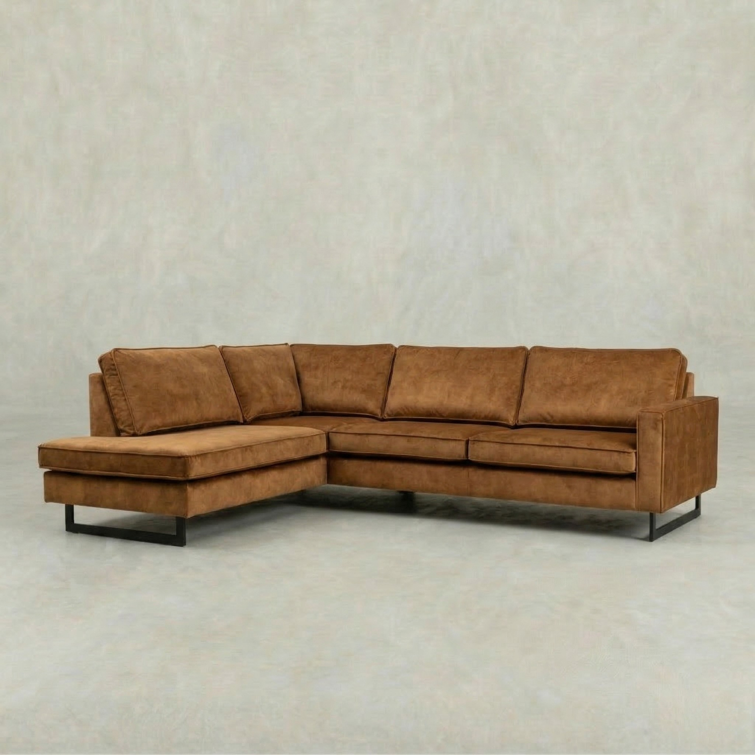 Cognac hoekbank 4 zits