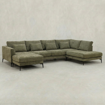Hoekbank Willow 5-zits U-opstelling Rechts Groen