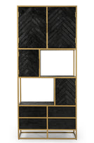 zwarte vakkenkast met gouden frame 90 cm breed