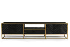 tv meubel van mangohout met goud frame 210 cm