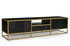 tv meubel van mangohout met goud frame 210 cm