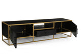 tv meubel van mangohout met goud frame 210 cm