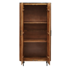 smalle kast met afgeronde hoeken en latjes van mangohout 90 cm breed