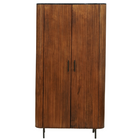smalle kast met afgeronde hoeken en latjes van mangohout 90 cm breed