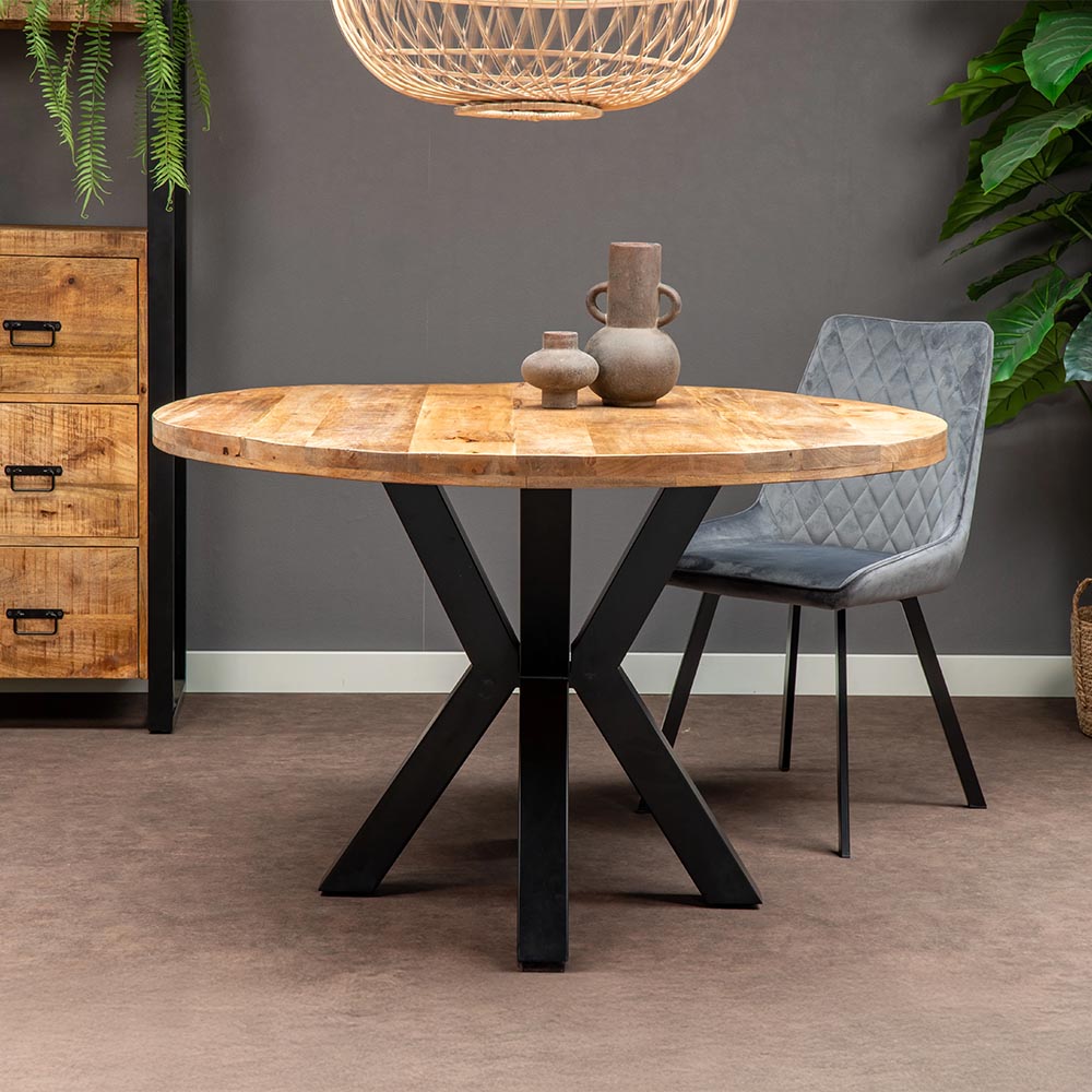 Ronde eettafel mangohout 