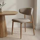 Eetkamerstoel Japandi Sora Beige met eik onderstel