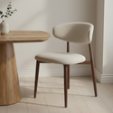 Eetkamerstoel Japandi Sora Beige met walnoot onderstel