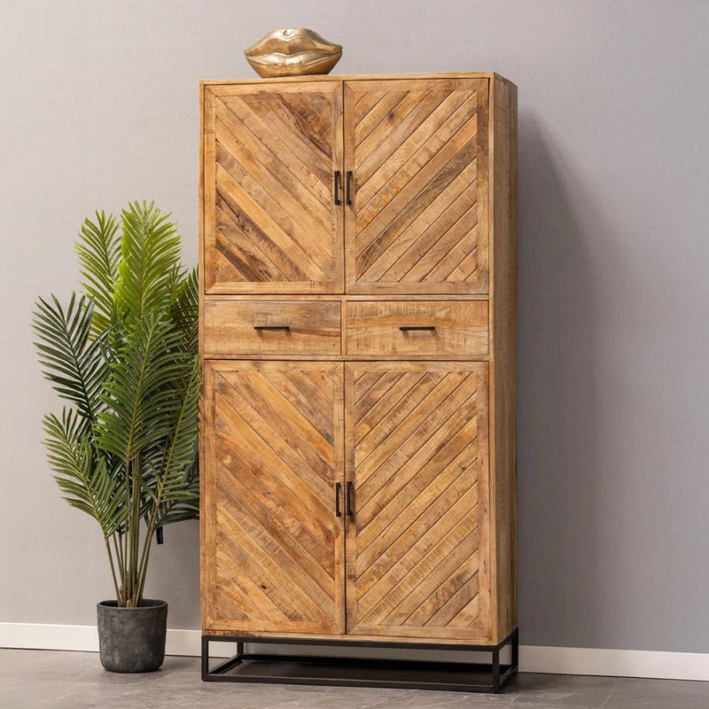 Mangohouten Kast 100 cm 4 deuren 2 lades
