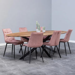 Ovale eettafel met dun mangohouten blad 300 cm breed