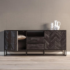 Mangohouten Dressoir 180 cm Zwart