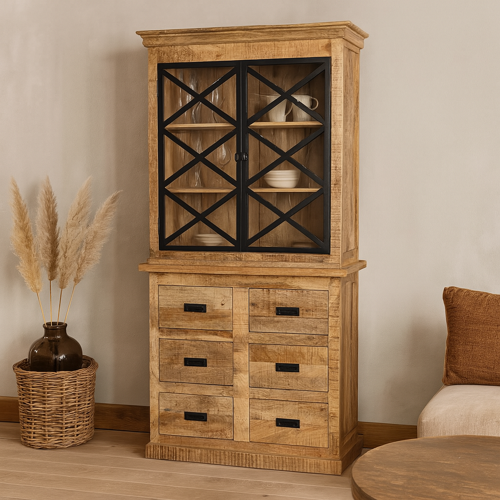 Mangohouten Buffetkast Milan 100 cm 6 lades X