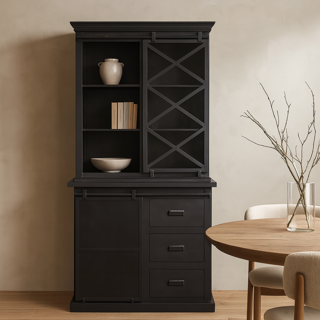 Mangohouten Buffetkast Milan 100 cm X Zwart