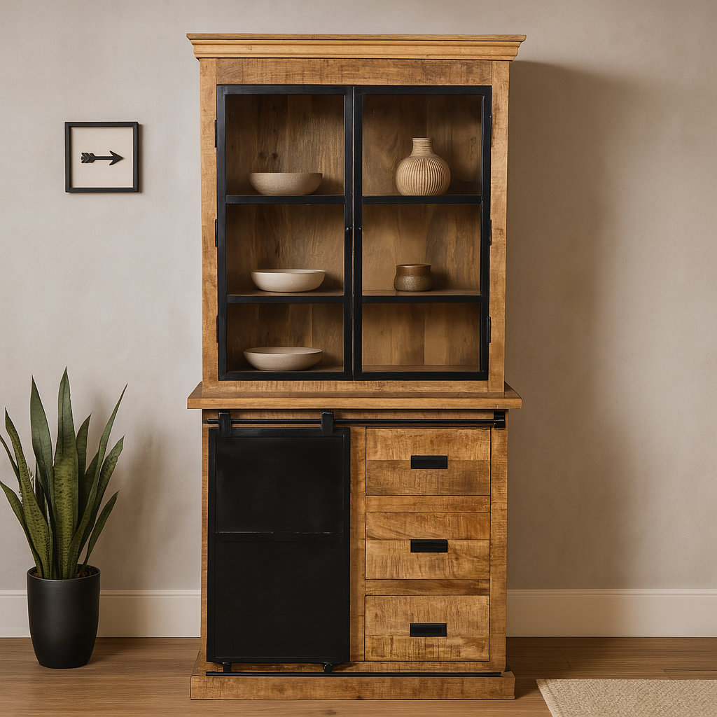 Buffetkast van mangohout met openslaande deurtjes 120 cm breed