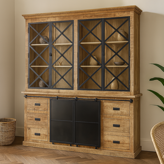 Mangohouten Buffetkast Milan 200 cm met deurtjes X